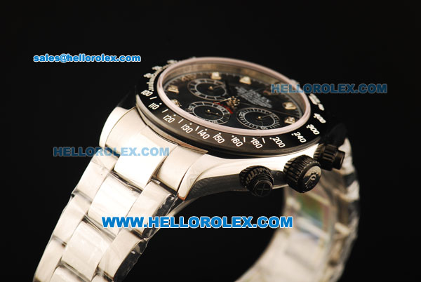 Rolex Daytona Chronograph Swiss Valjoux 7750 Automatic Movement Black MOP Dial with PVD Bezel and Steel Strap - Click Image to Close